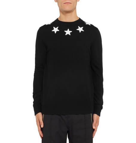 2016/17新着人気 GIVENCHY スターアップリケ ウールセーター 黒
